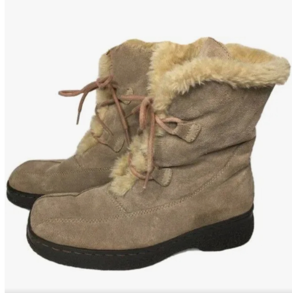 Baretraps Whitney Beige Suede Fur Lined Boots Size 10